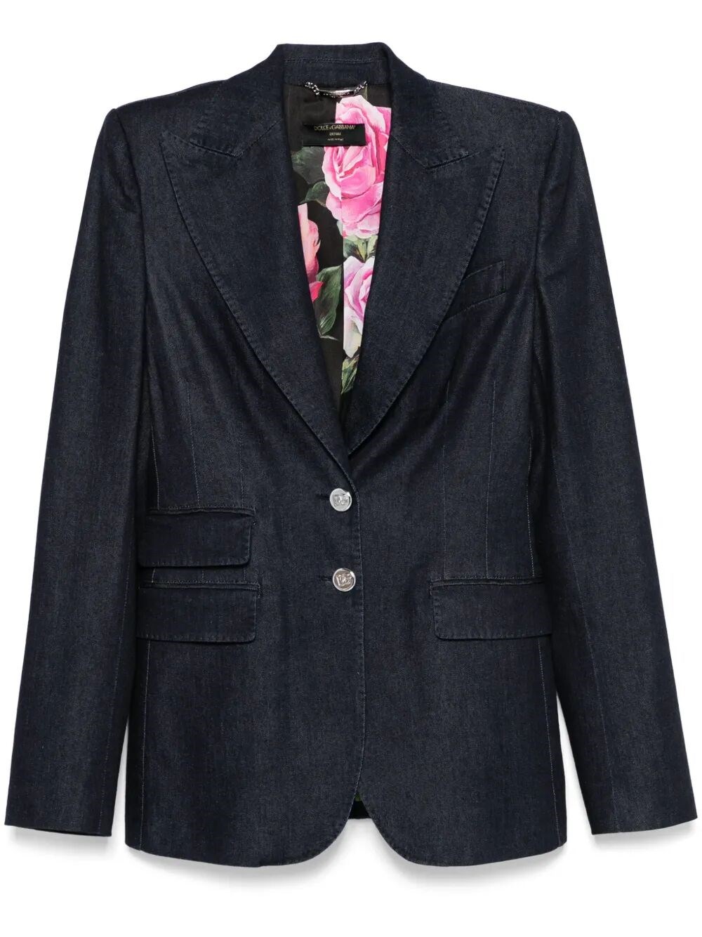 Dolce & Gabbana Single-breasted Denim And Silk Turlington Jacket In Blue