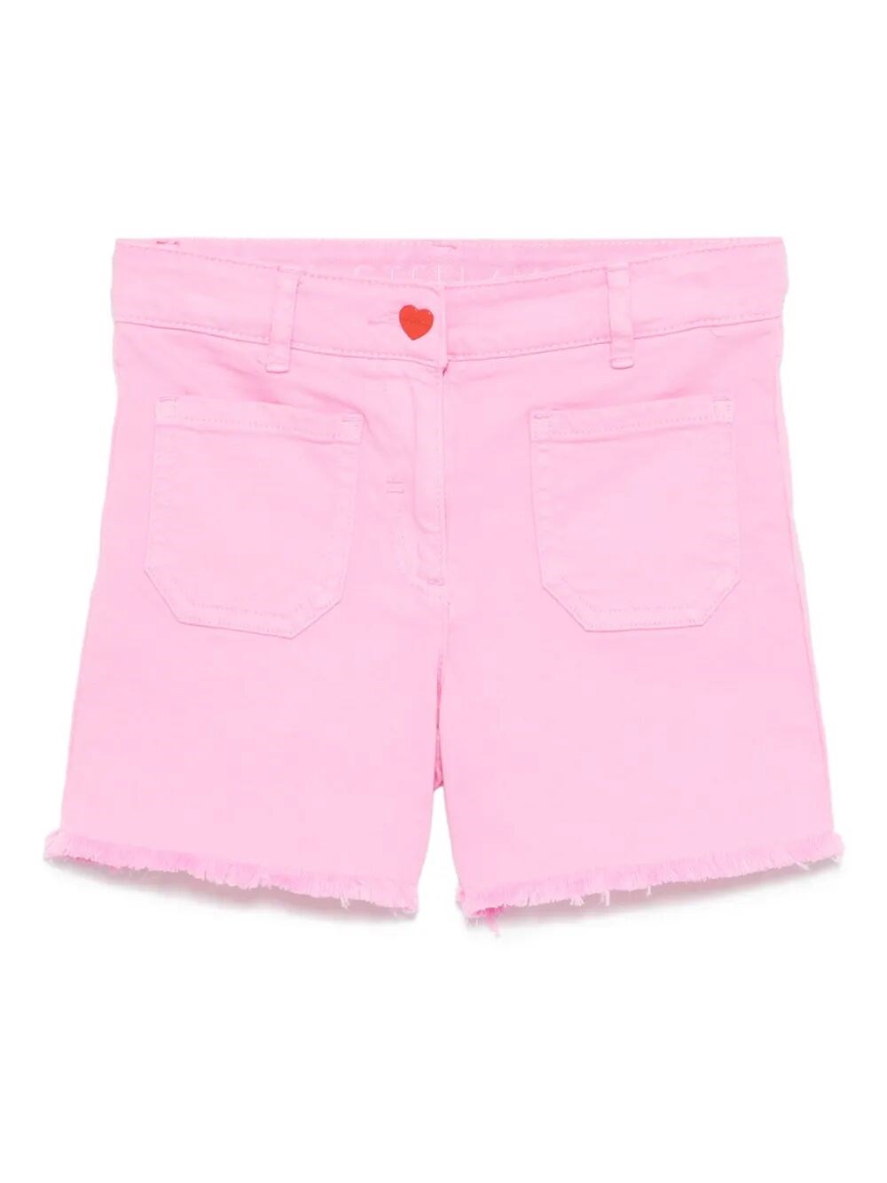 Stella Mccartney Frayed Denim Shorts In Pink & Purple