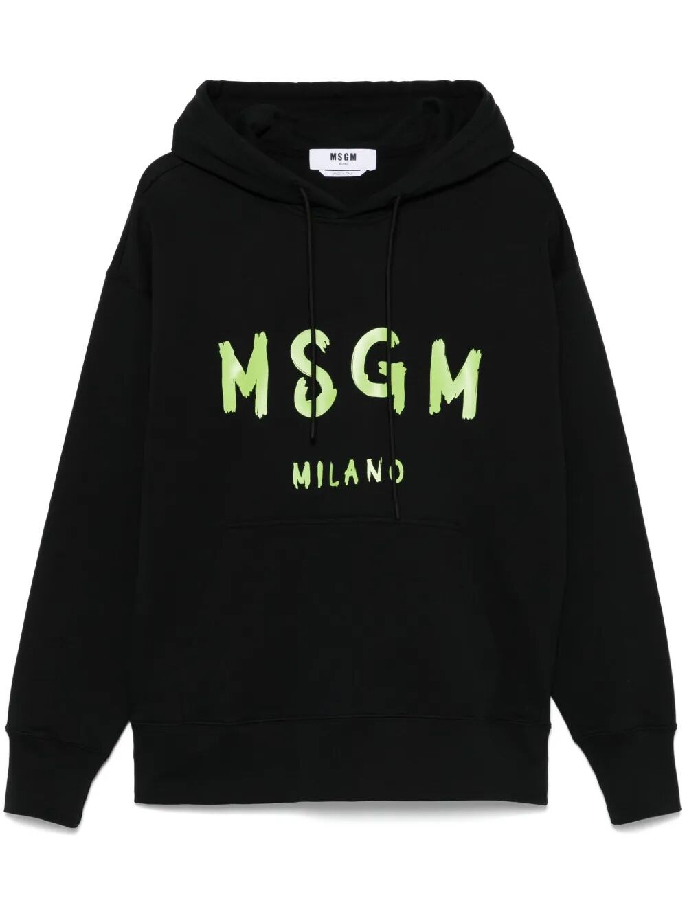 Msgm Relaxed Fit Cotton Hoodie Logo In Black