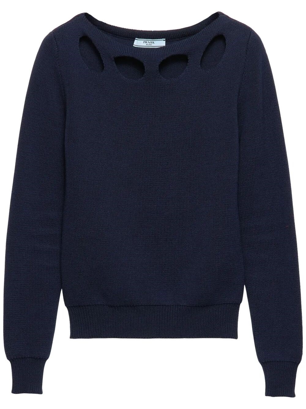 Prada Pullover Aus Baumwolle Mit U-boot-ausschnitt In Blue