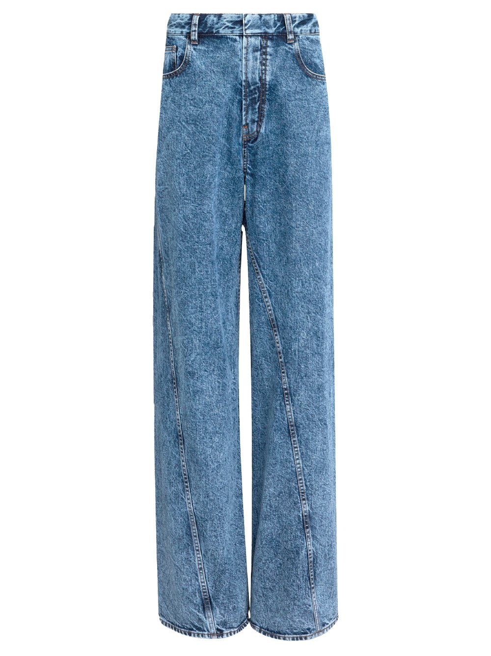 Alaïa Twisted Low Waist Denim Pants In Blue