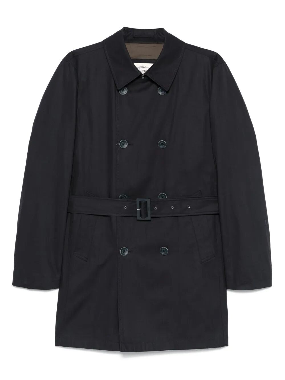 Herno Double-breasted Padded Stretch-shell Down Peacoat In Blue