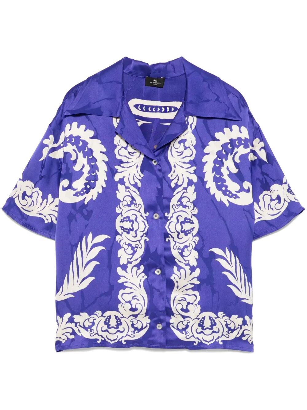 Etro Blue Floral-print Viscose Shirt In Blue