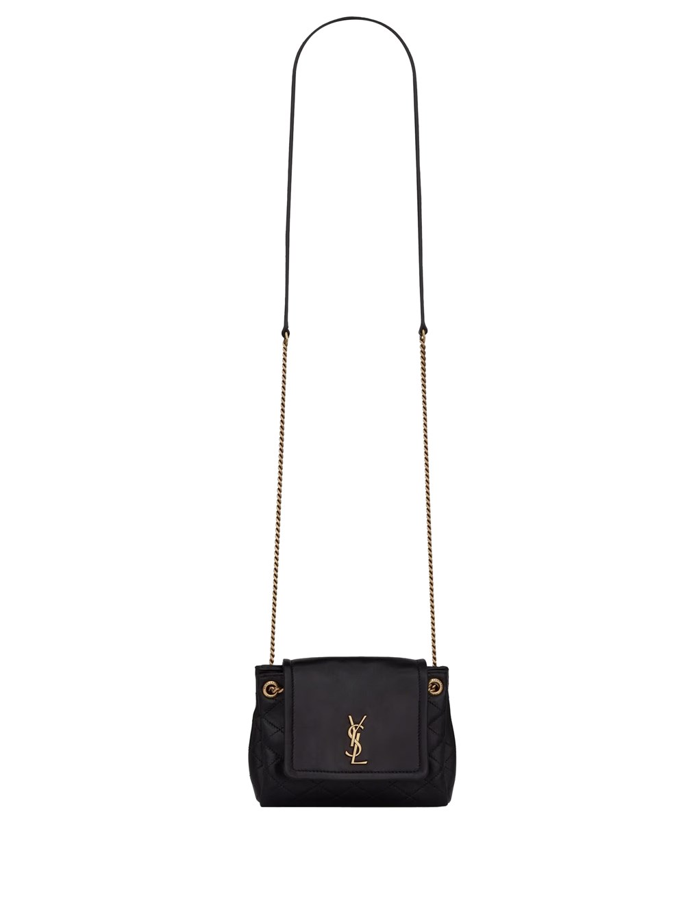 Saint Laurent Front Flap Nolita Mini Bag With Quilted Topstitching In Black