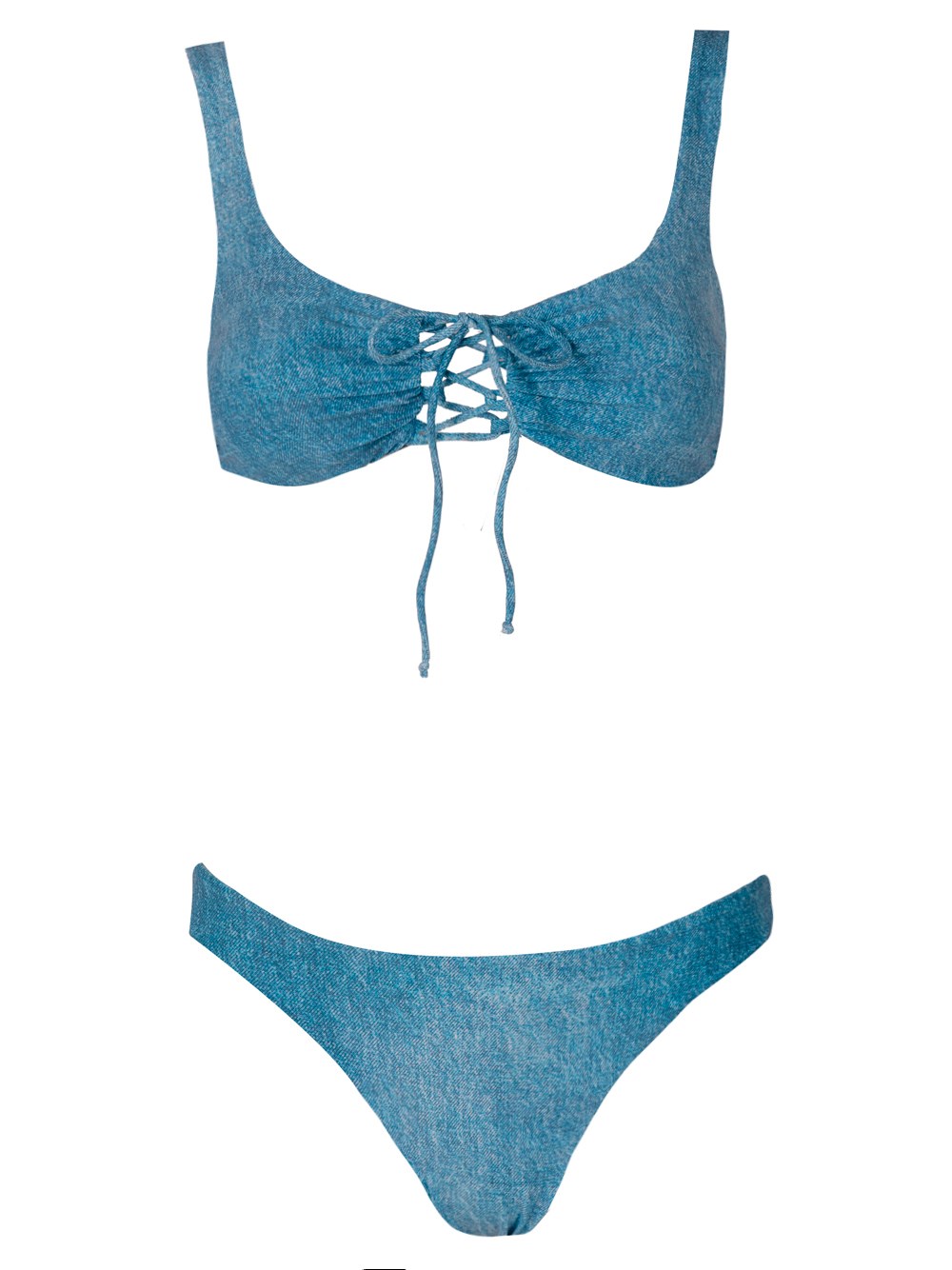 Fisico Cristina Ferrari Fisico Denim-effect Bikini Clothing In Blue