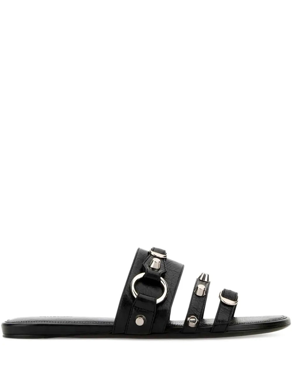 Balenciaga City Nappa Leather Flat Slides In Black