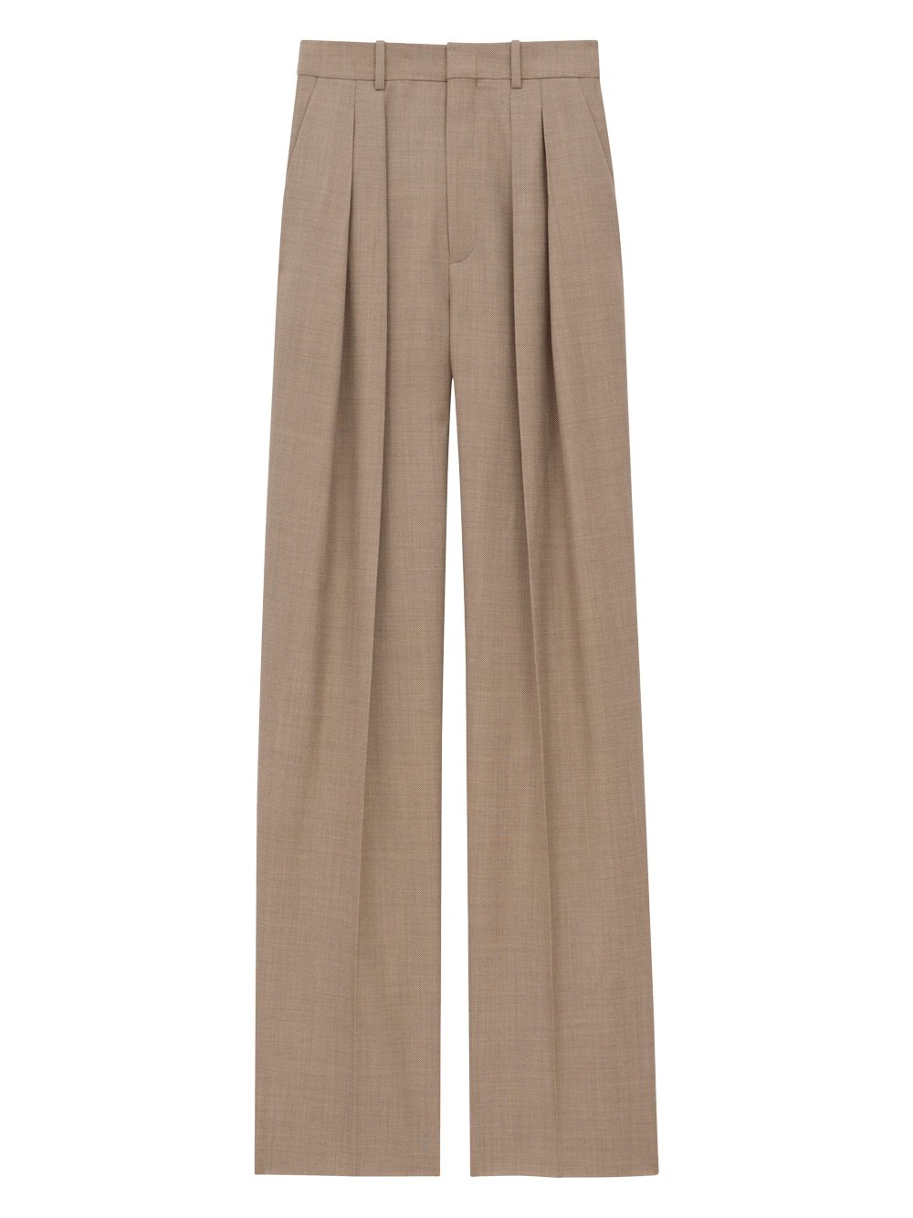 Saint Laurent Wide-leg Tailored Pants In Caviar Wool