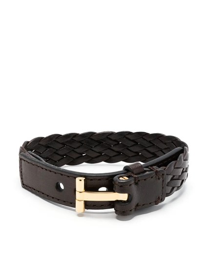 【関税＆送料込み】Tom Ford Padlock Leather Bracelet Access TOM FORD T-lock interwoven-leather Bracelet | Brown | FARFETCH
