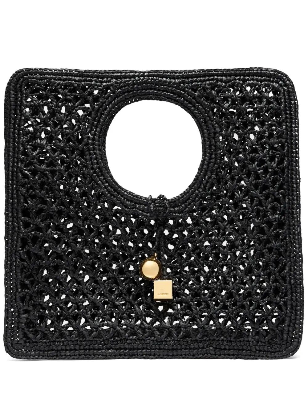 Jacquemus Carre Spiaggia Embellished Braided Raffia Tote