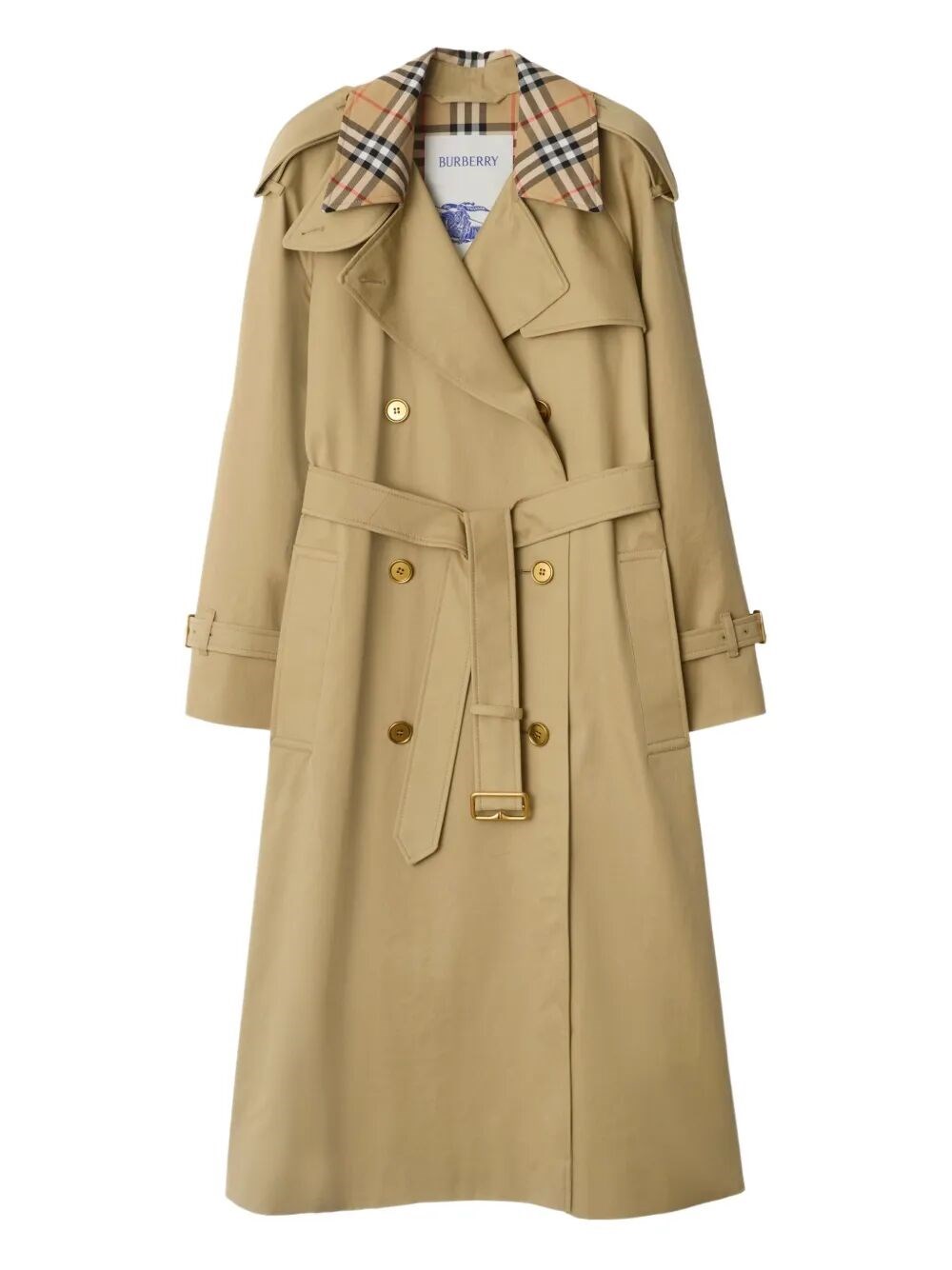 Burberry Castleford Check Collar Water Resistant Gabardine Trench Coat