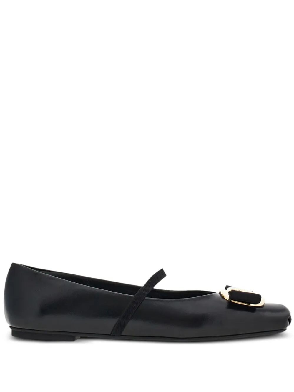 Ferragamo Ruffle Pointed Toe Ballerina Shoes In Black
