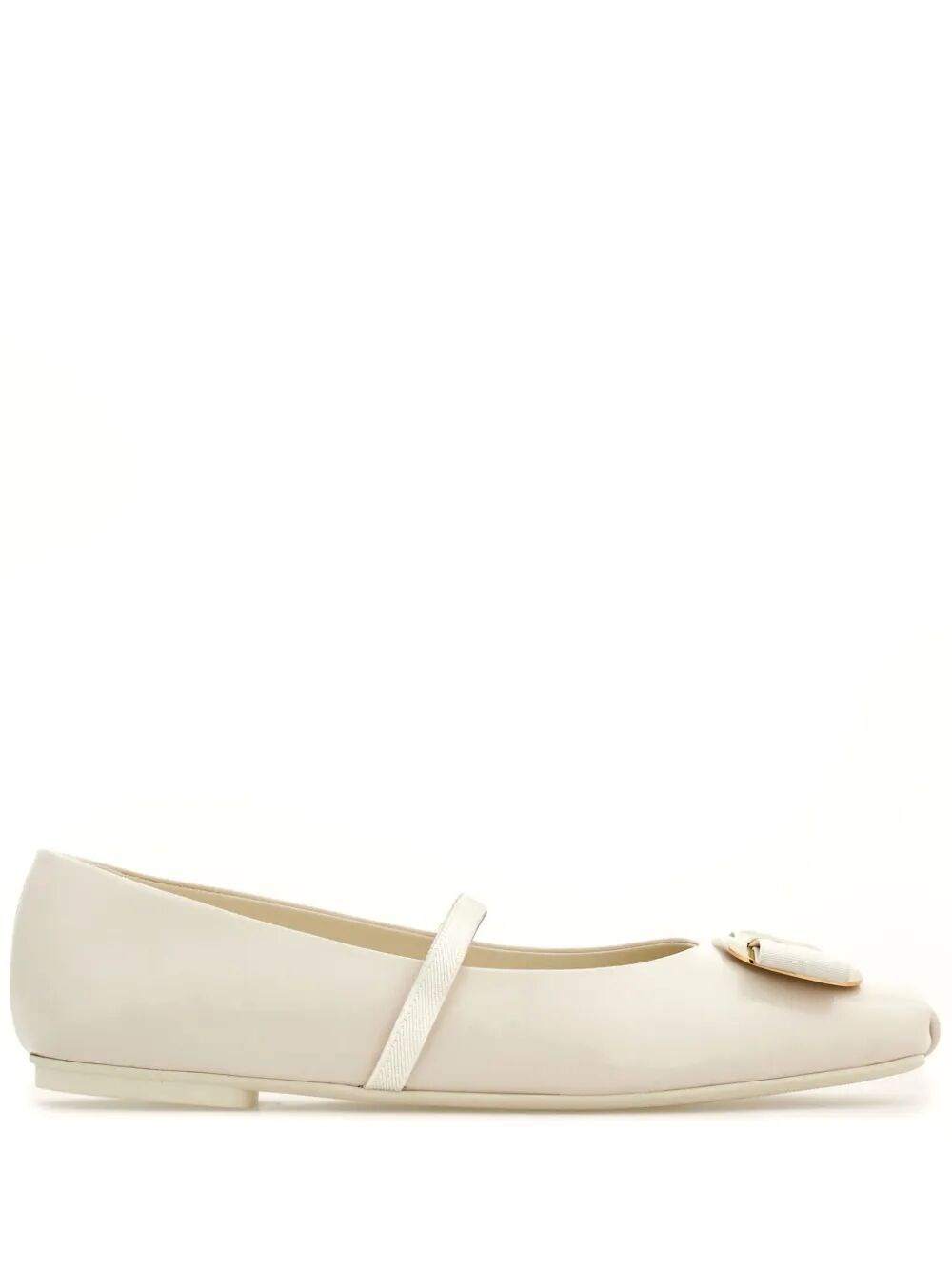 Ferragamo Woman Ballet Flats White Size 9 Leather