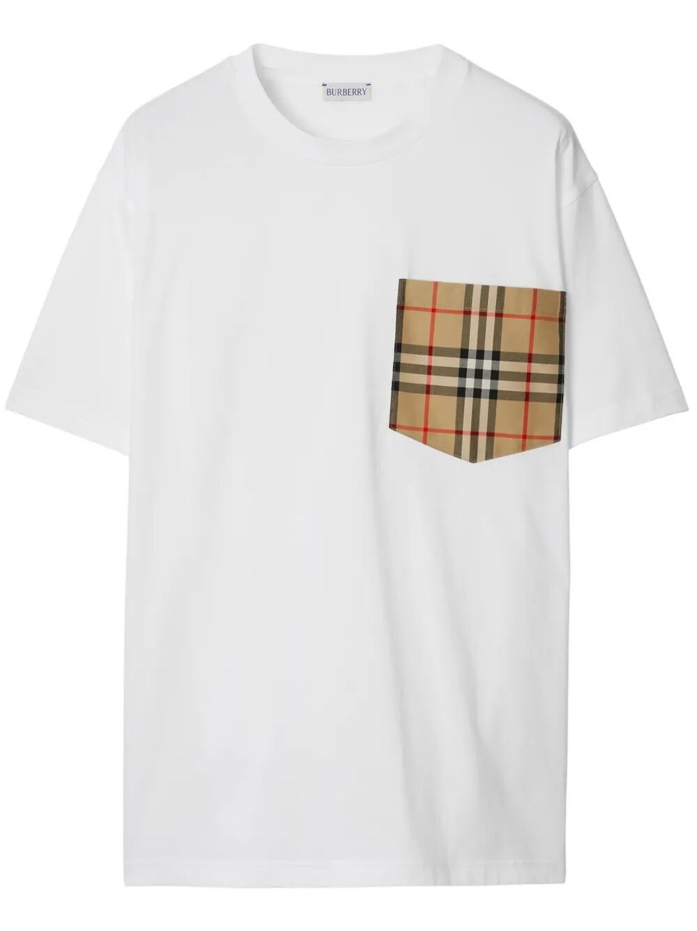 Burberry Women White Jersey Checked Twill-trimmed Cotton-jersey T-shirt Tee Shirt