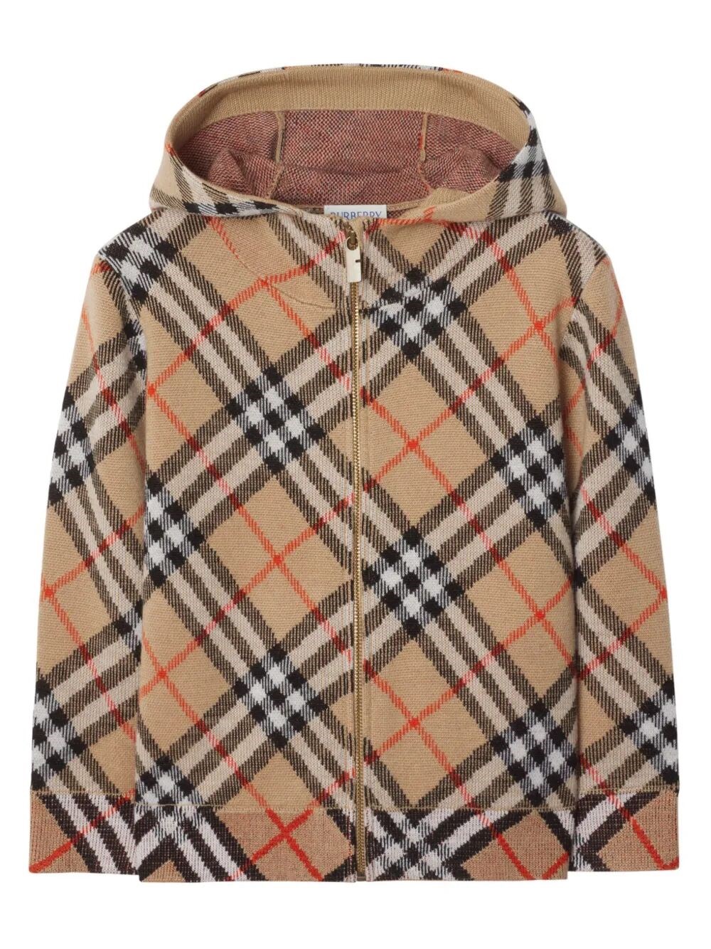 Burberry Childrens Check Wool Zip Hoodie