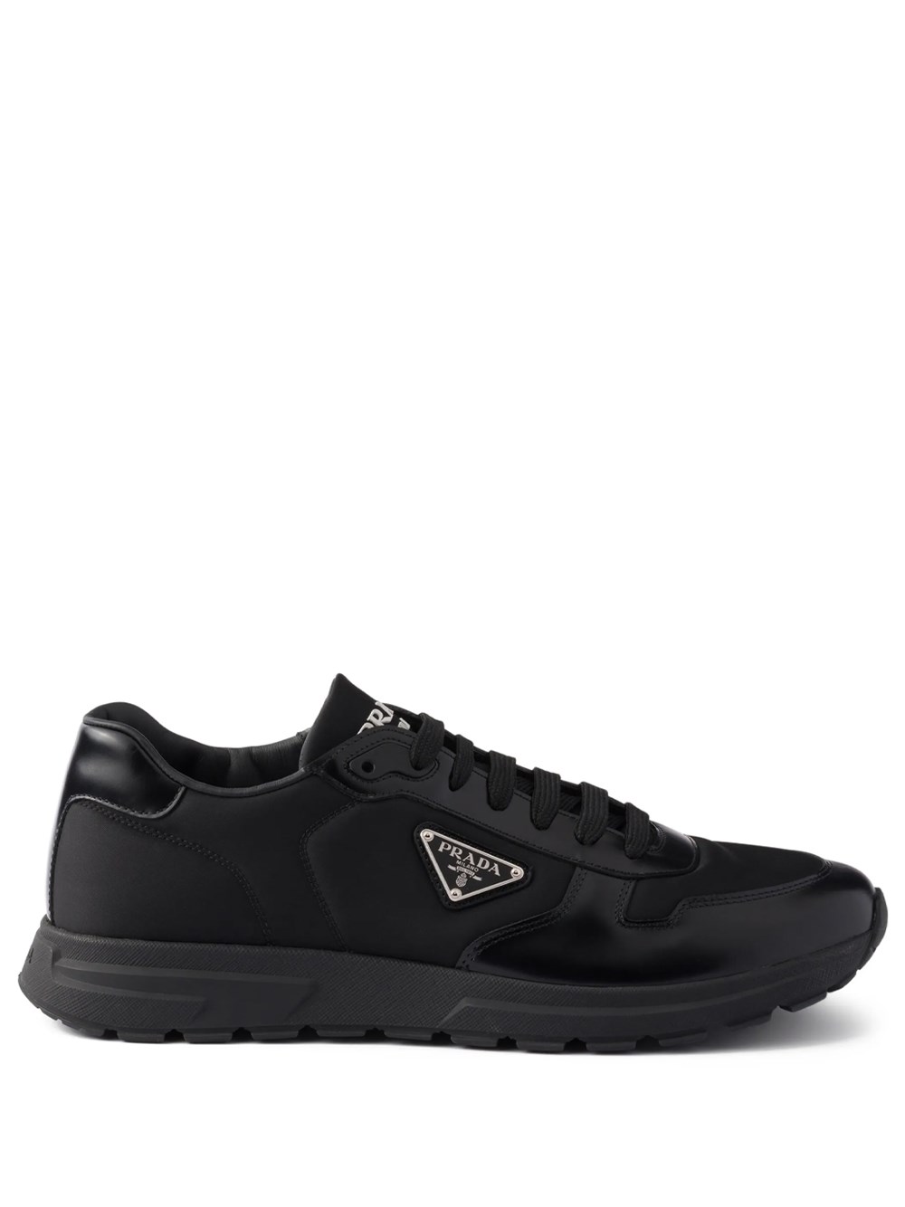 Prada Men's Black Prax 01 Re-Nylon And Brushed Leather Sneakers
