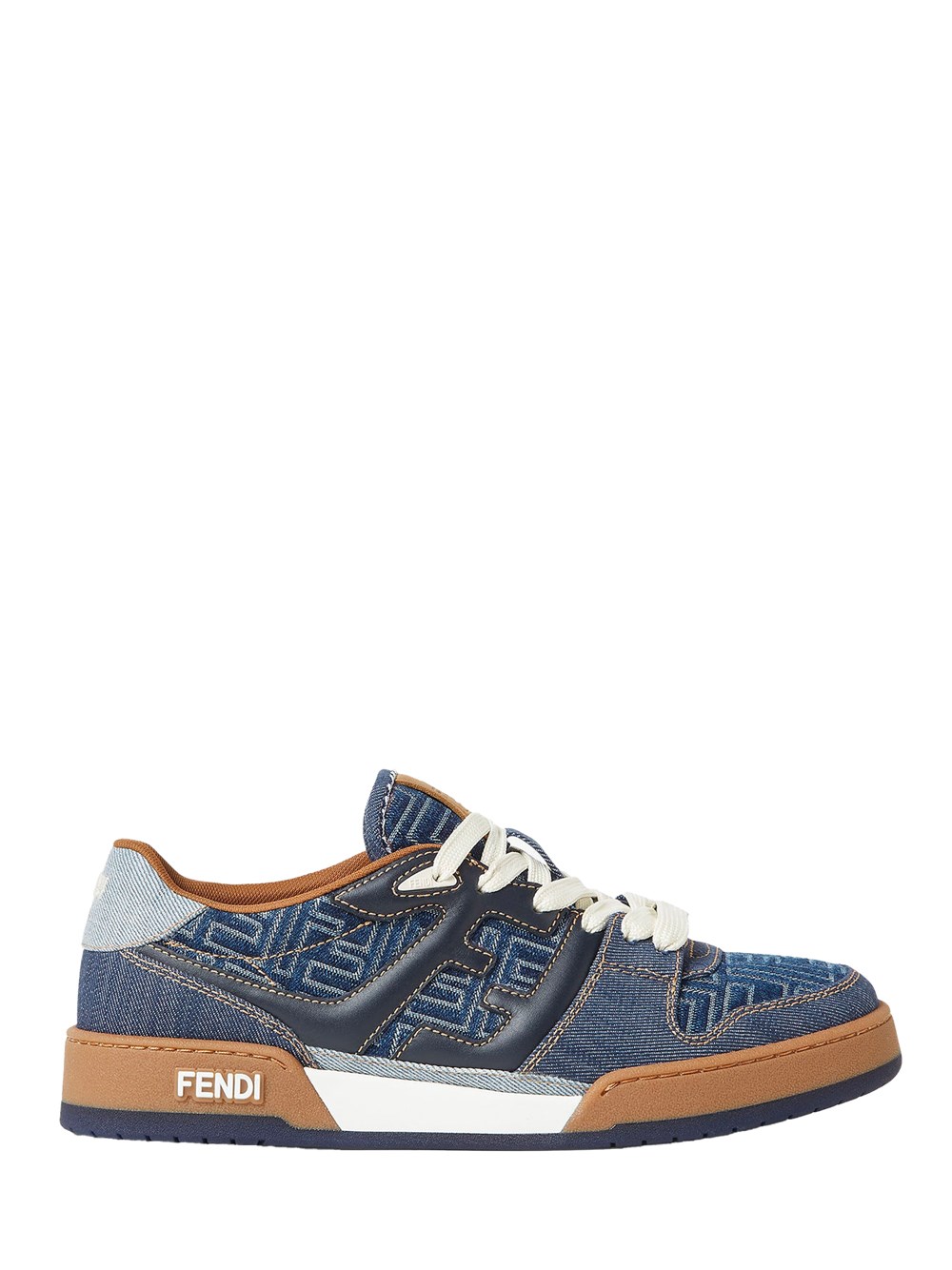 Fendi Match Denim Ff Embossed Sneakers Blue In Blue