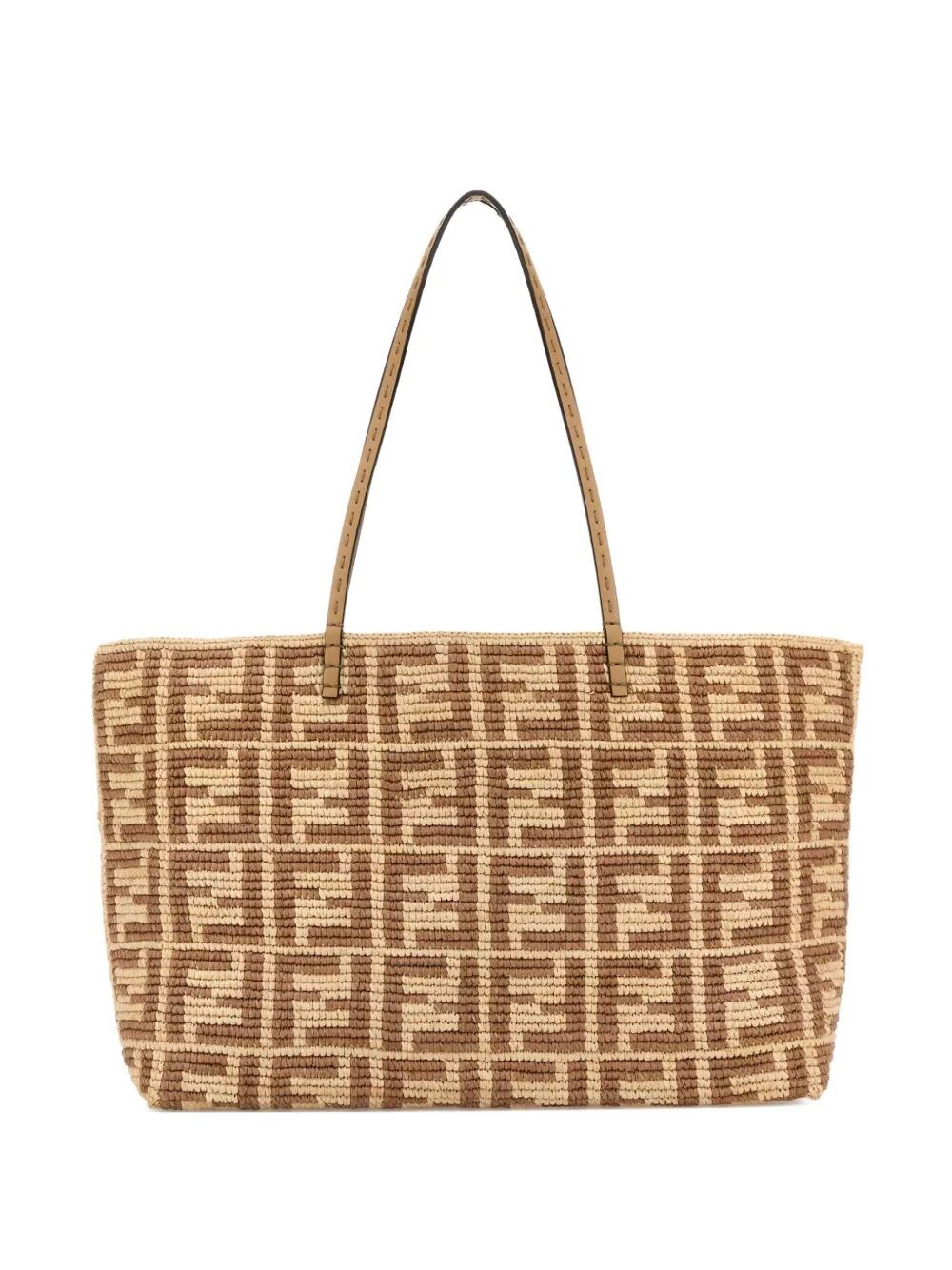 Fendi Borsa Shopping Roll Grande In Paglia Ricamata Donna