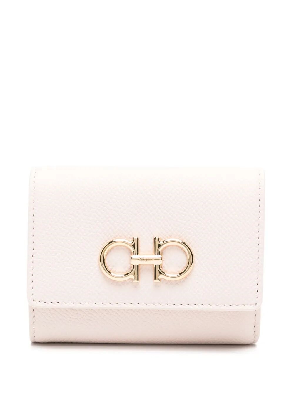 Ferragamo Trifold Wallet Gancini Leather Gold-tone