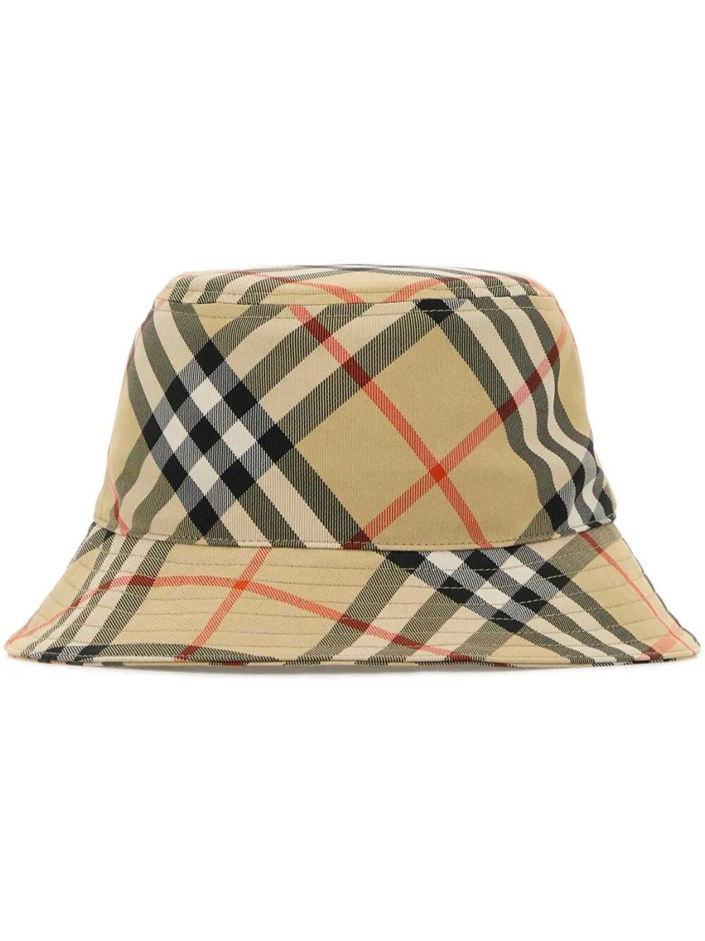 Burberry Checkered Pattern Bucket Hat With Logo Embroidery