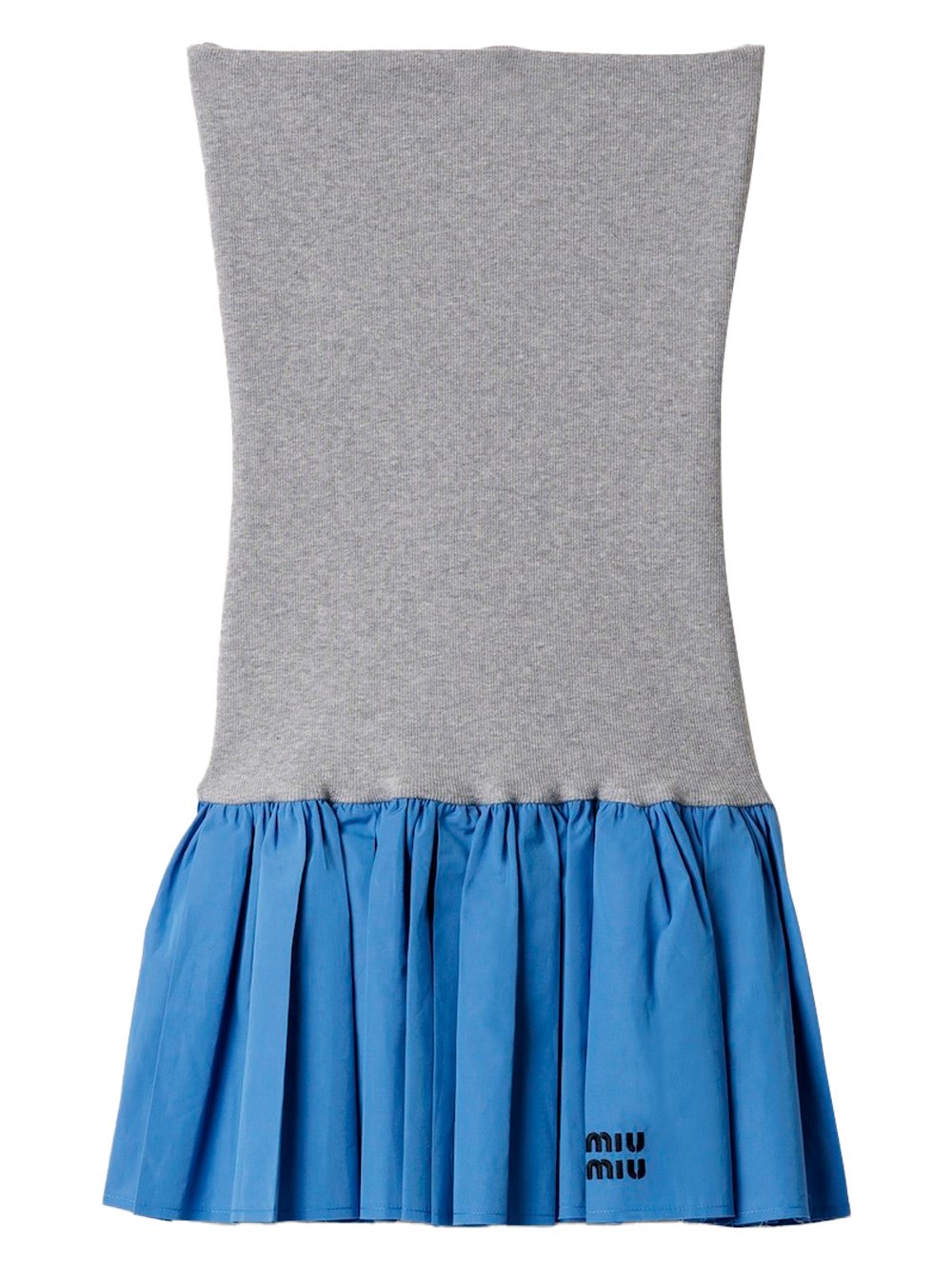 Miu Miu Poplin And Jersey Miniskirt In Multi