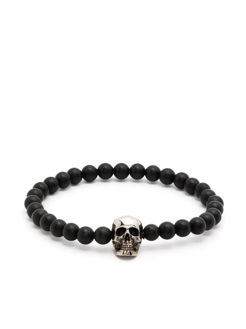 Alexander Mcqueen Skull Pearl Bracelet In Black