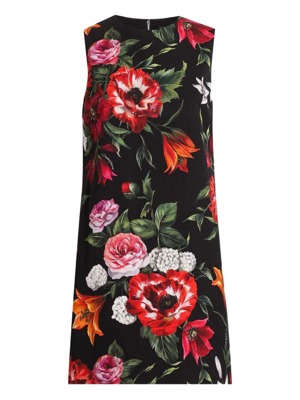 Dolce & Gabbana Floral-print Mini Dress Clothing In Black
