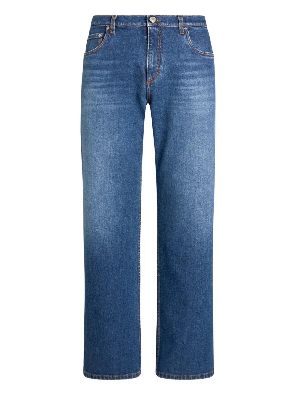 Etro Straight-leg Denim Trousers With Five Pockets In Blue