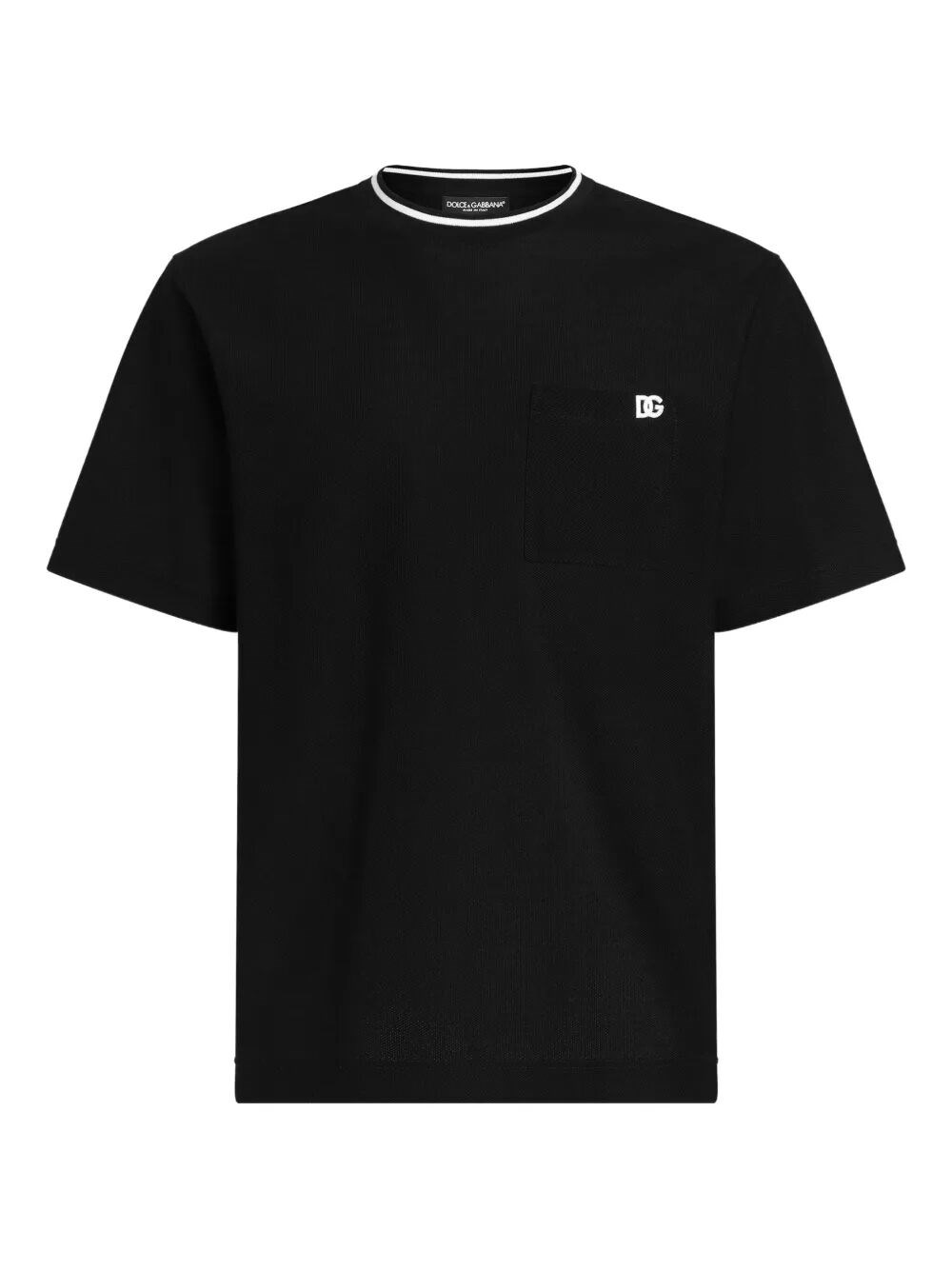Dolce & Gabbana Black Crewneck T-shirt With Logo Embroidery On The Front
