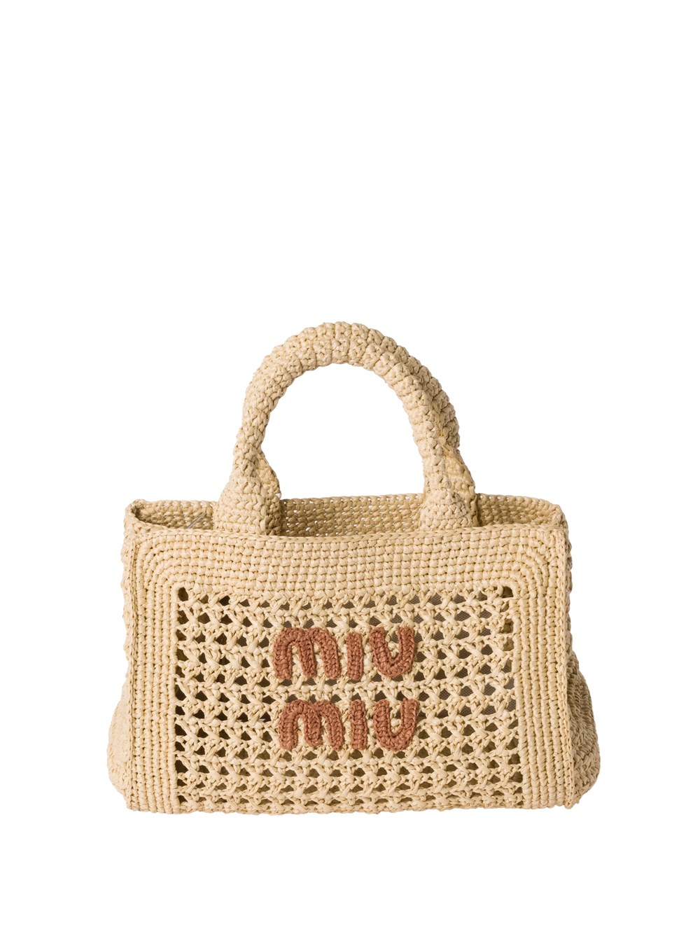 Miu Miu Structured Raffia Handbag With Adjustable Strap