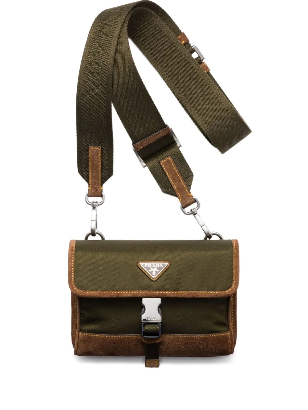 Prada Men Re-nylon And Leather Phone Pouch