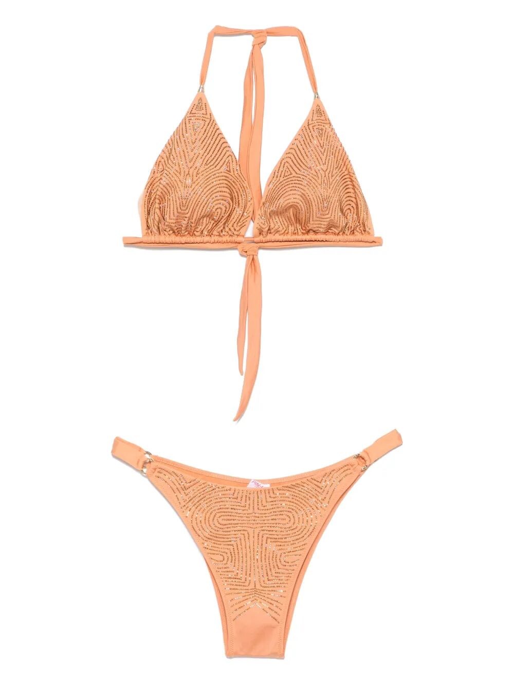 Pin Up Triangle Bikini With Rhinestones In Brown
