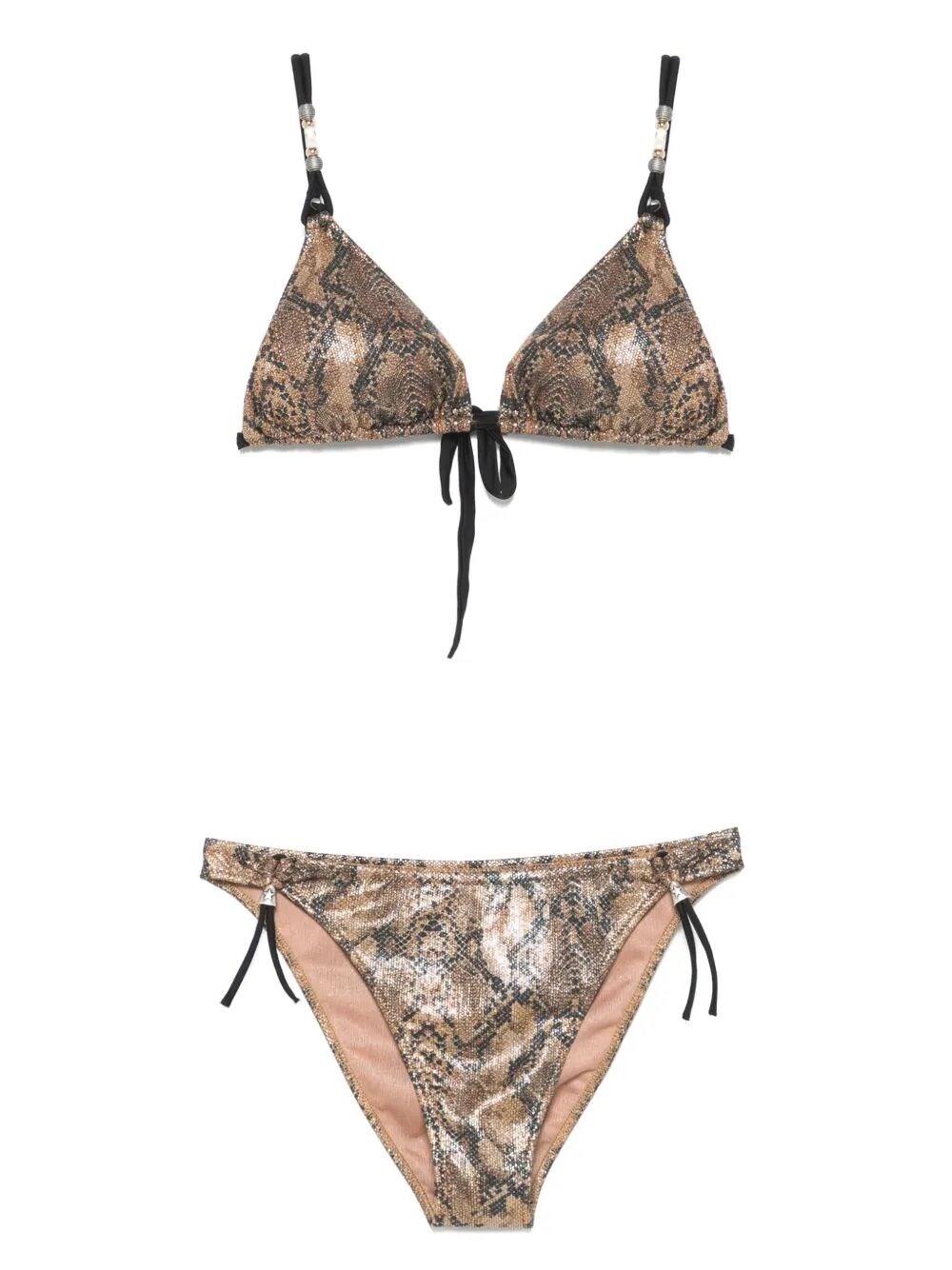 Pin Up Snake Print Triangle Bikini Clothing