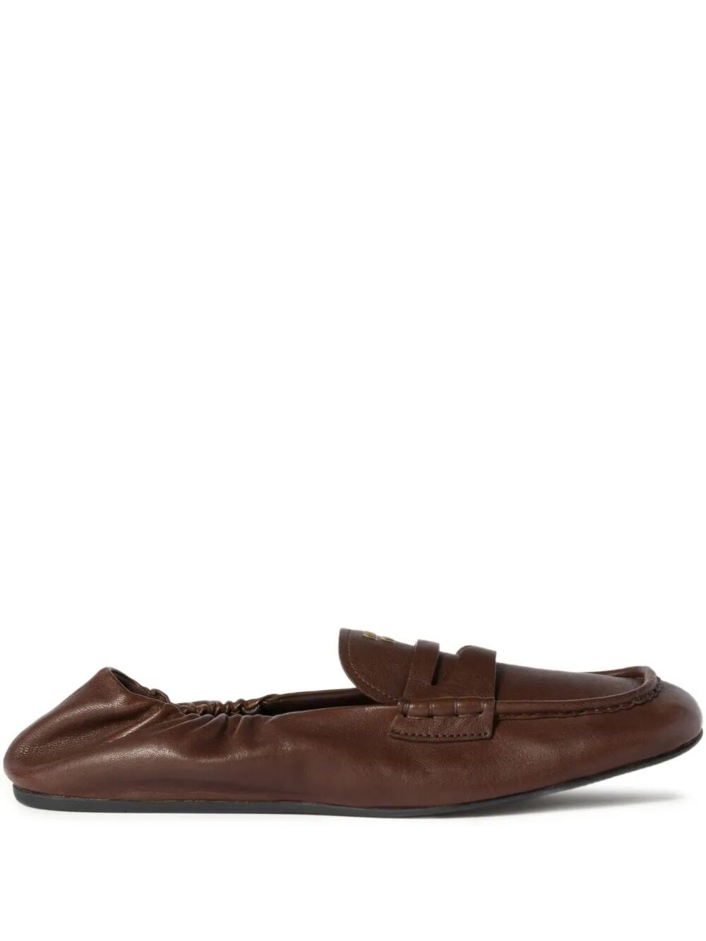 Miu Miu Women Ruches Leather Loafers With Lettering Logo In Multi