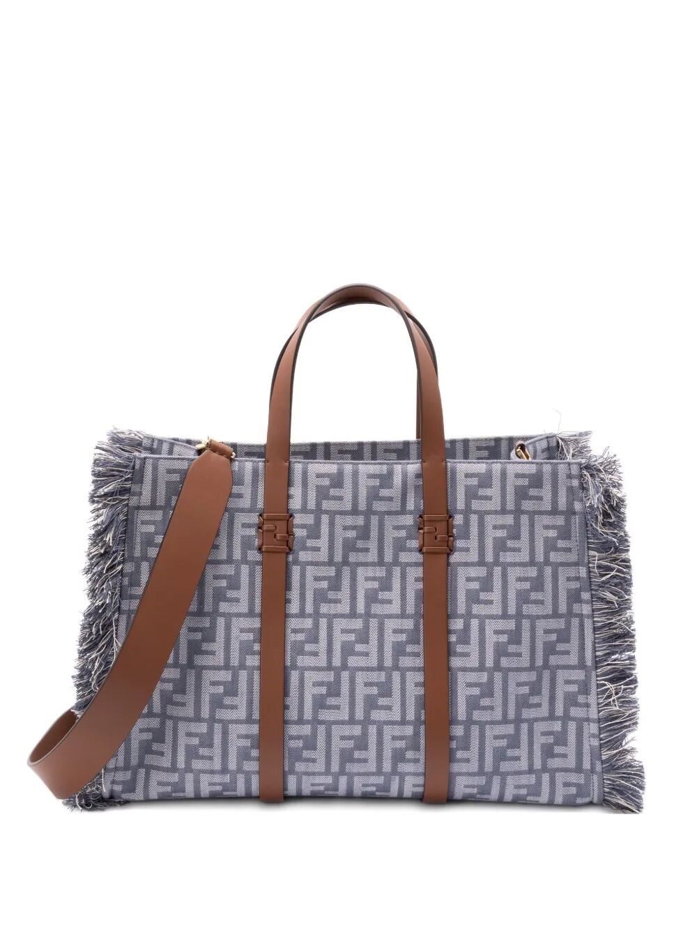 FENDI FFロコフラクヘルト 8C0648AQ1V F04TX Fendi Summer Tote Denim-effect Ff Jacquard Bags In Blue