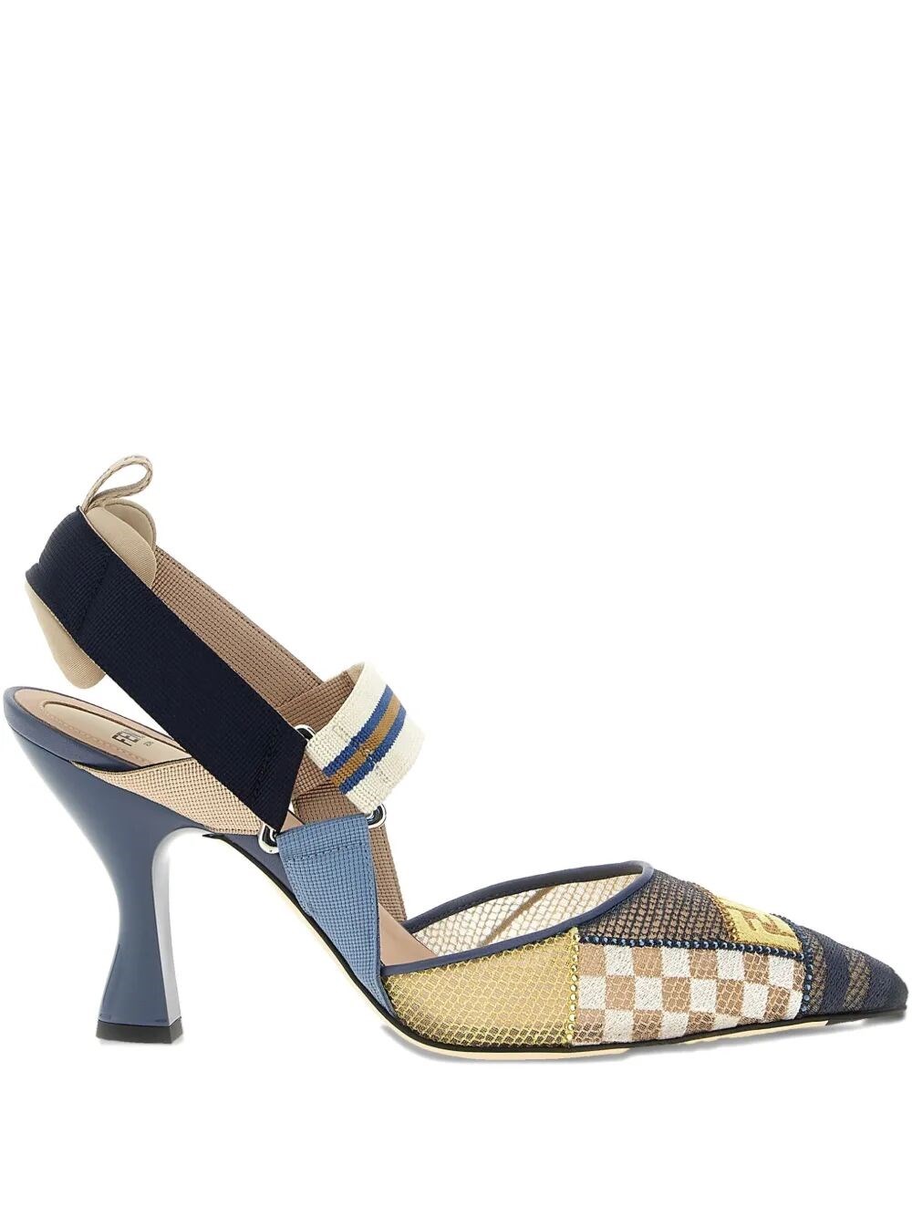 Fendi 'strappy Pointed Toe Pump With Patterned Design' In Blue