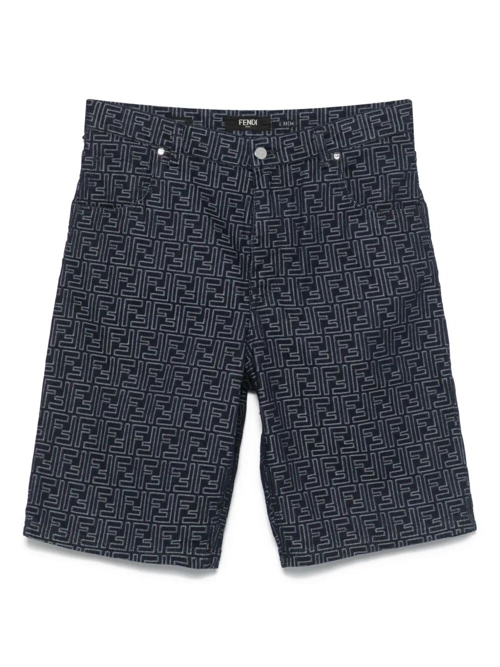 Fendi Ff jacquard denim shorts available on Monti Boutique