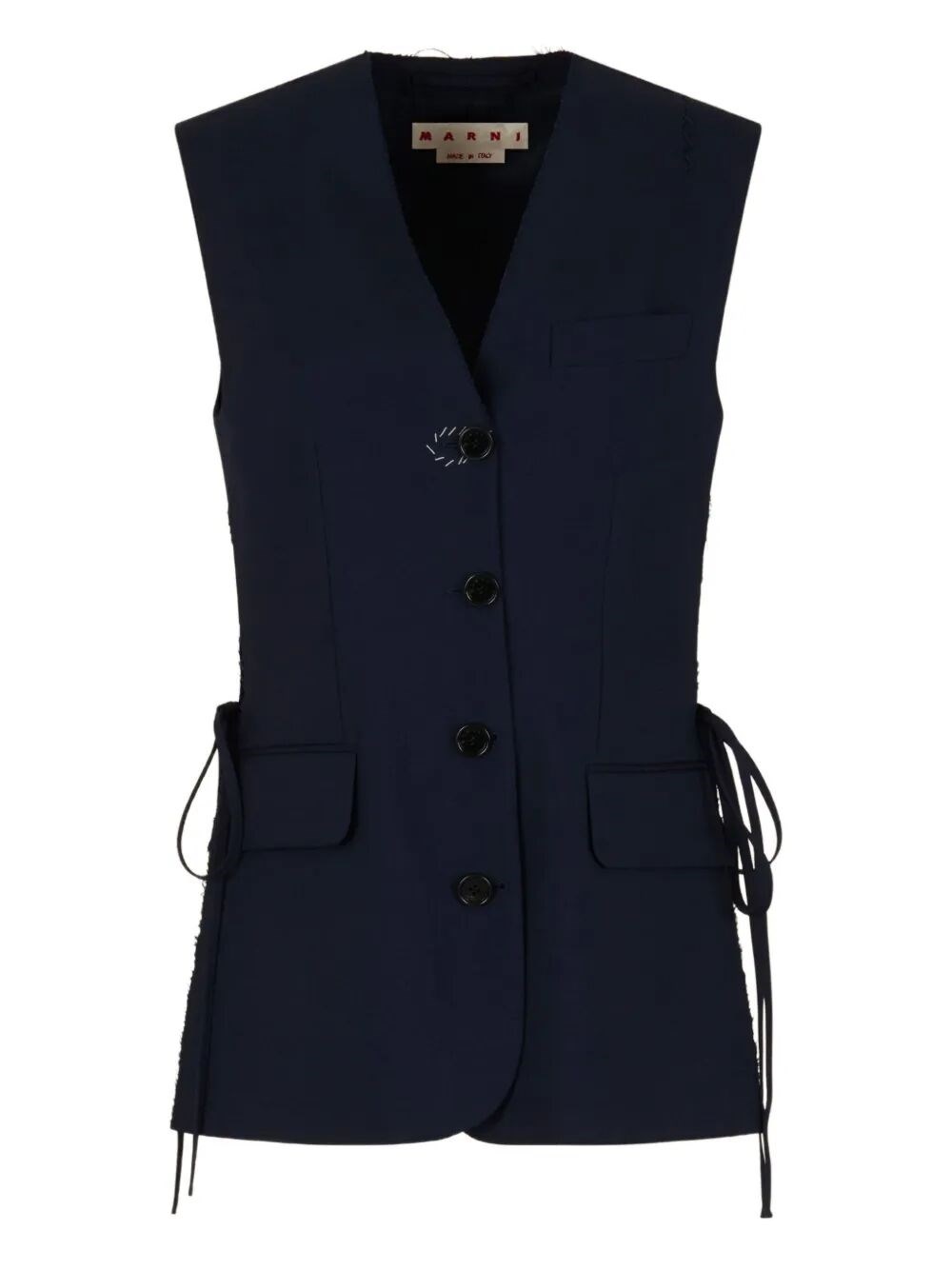 Marni Wool Vest With Slits On The Sides In Blue