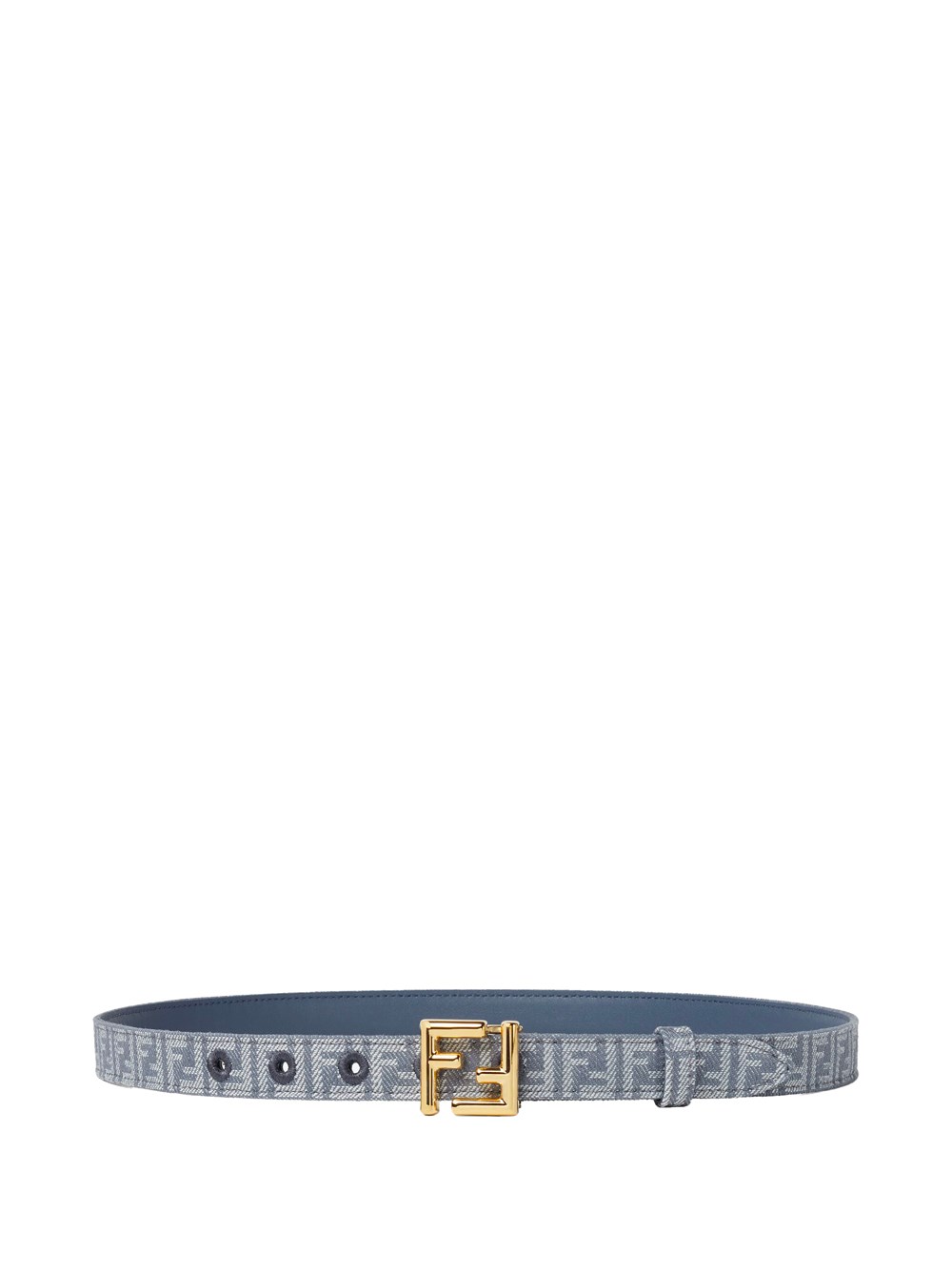 Fendi Monogram Pattern Belt With Gold-tone Hardware In Blue