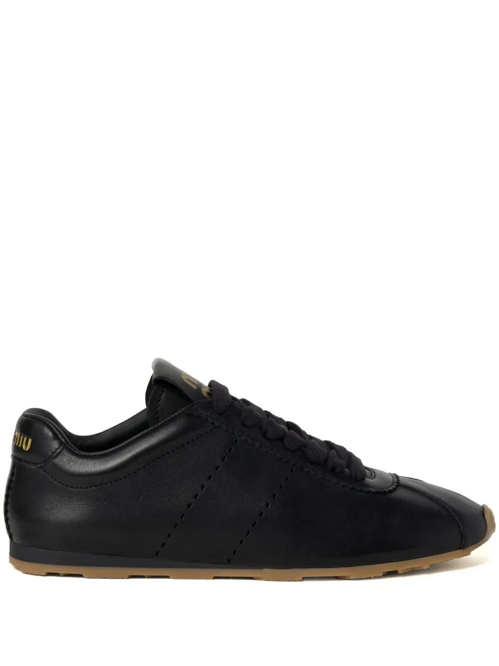 Miu Miu Feather Nappa Leather Sneakers In Black