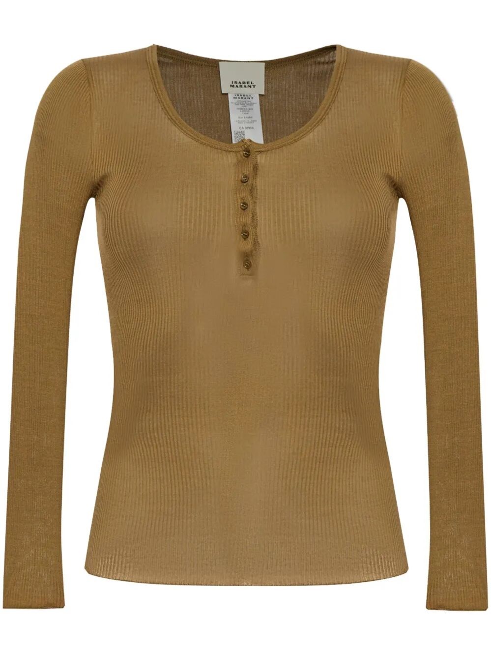 Isabel Marant Lamylic Long Sleeve Cotton Top In Brown