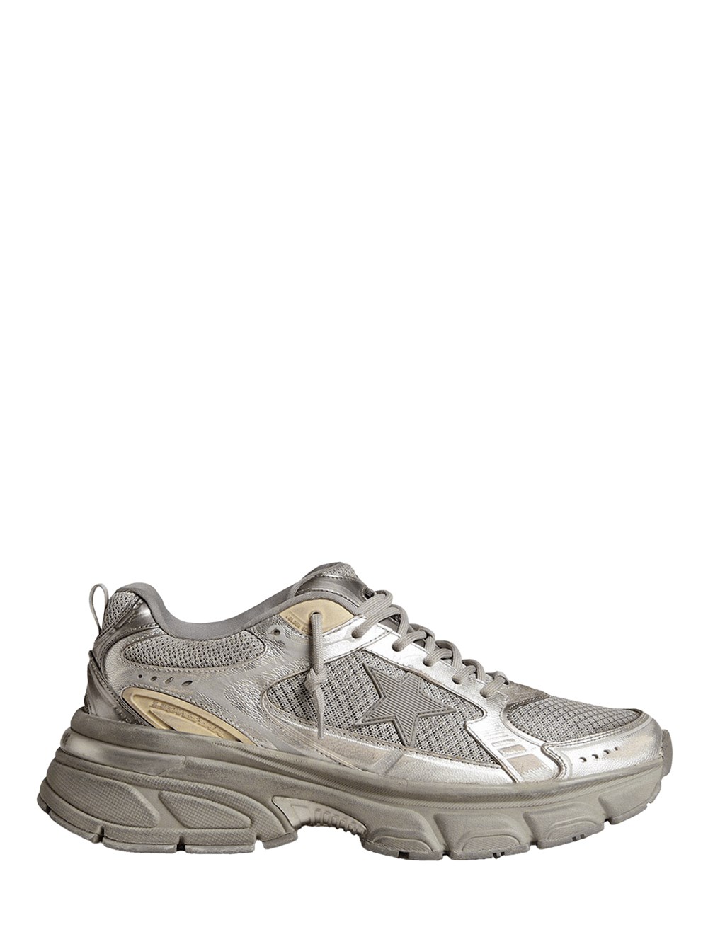 Golden Goose Laminated Leather Suede And Net Sneakers In Gray