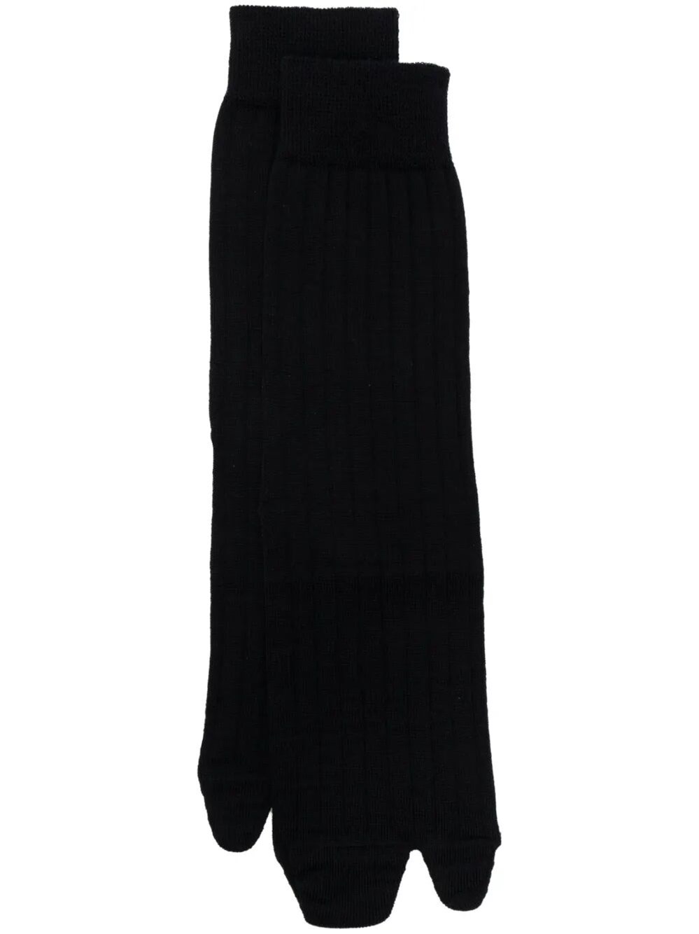 Maison Margiela Calzini Lunghi Tabi In Jersey Di Lana In Black