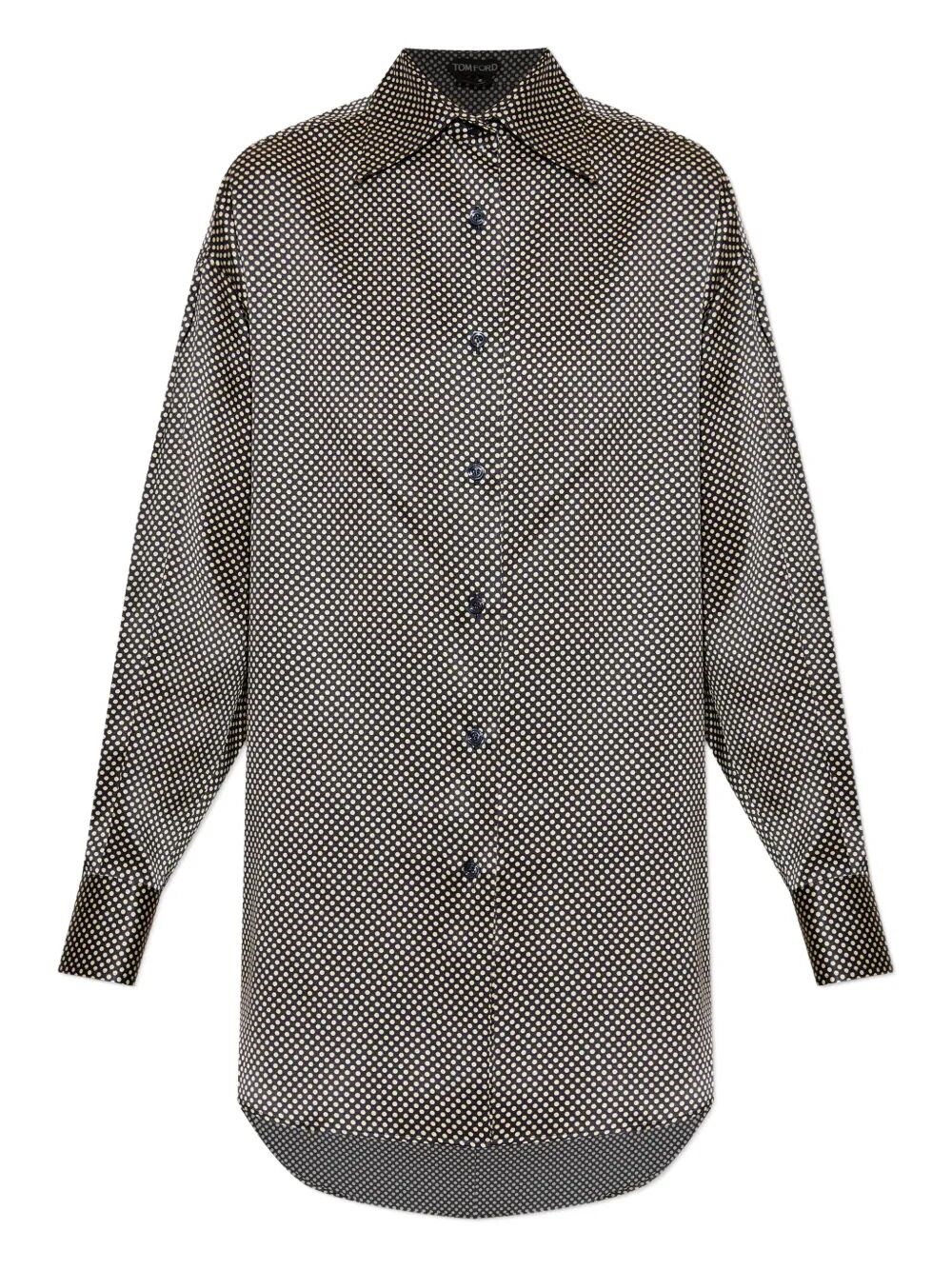Tom Ford Camicia In Seta A Pois Dal Fit Rilassato In Gray