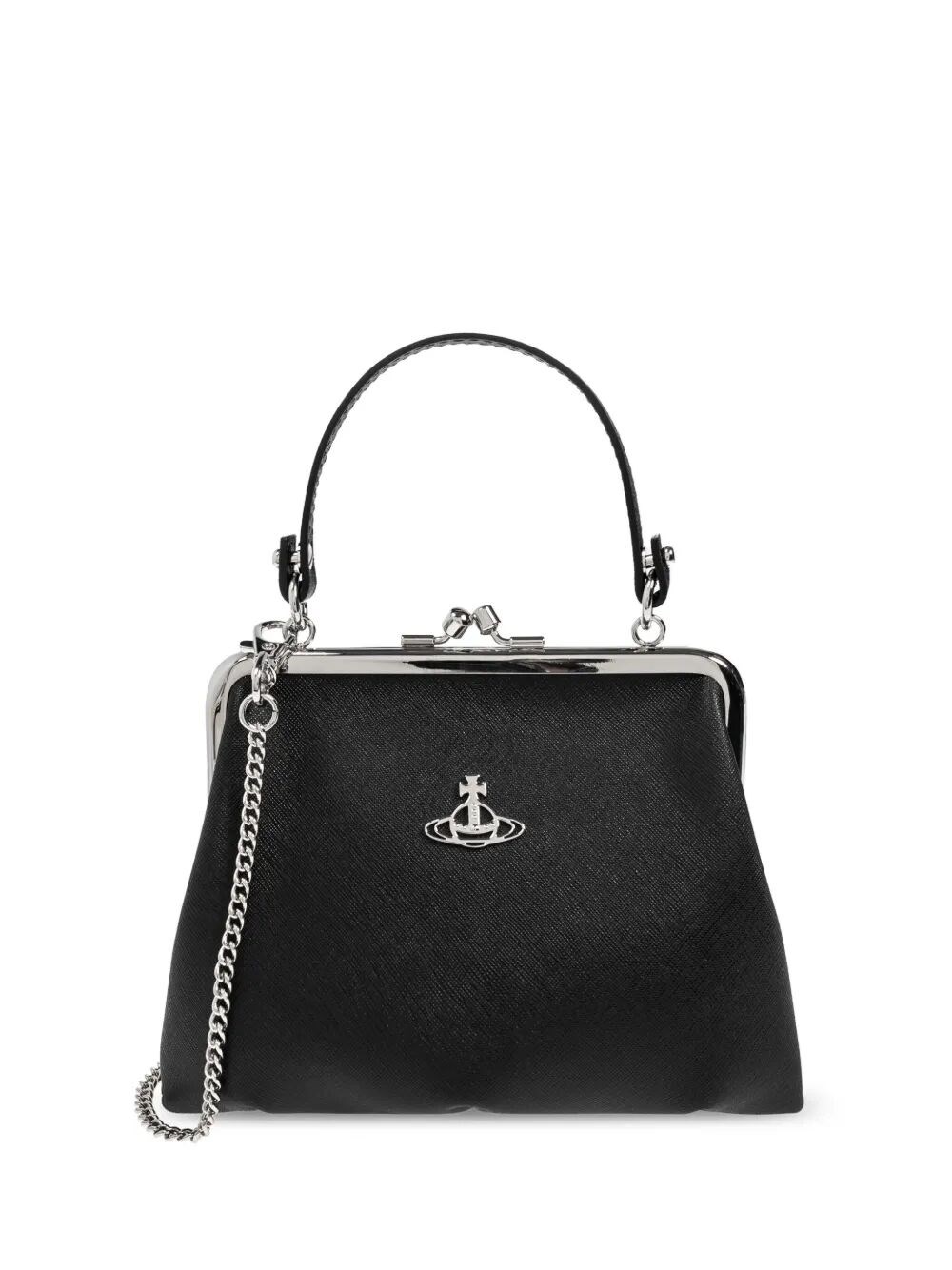 Vivienne Westwood Grained Texture Granny Frame Purse In Black