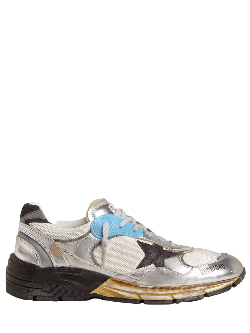 Golden Goose Dad-star Sneakers In Mesh And Laminated Leather Color Grey And Blackrunning