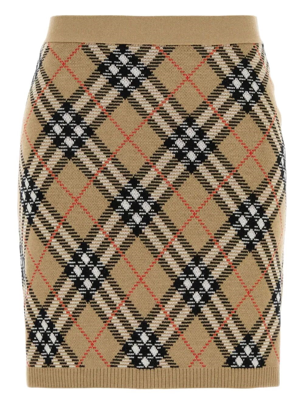 Burberry Embroidered Wool Blend Mini Skirt In Brown