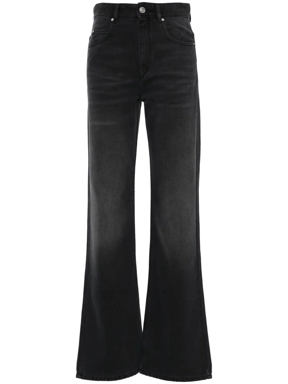 Isabel Marant Faded Bootcut Denim Jeans Whiskering Effect