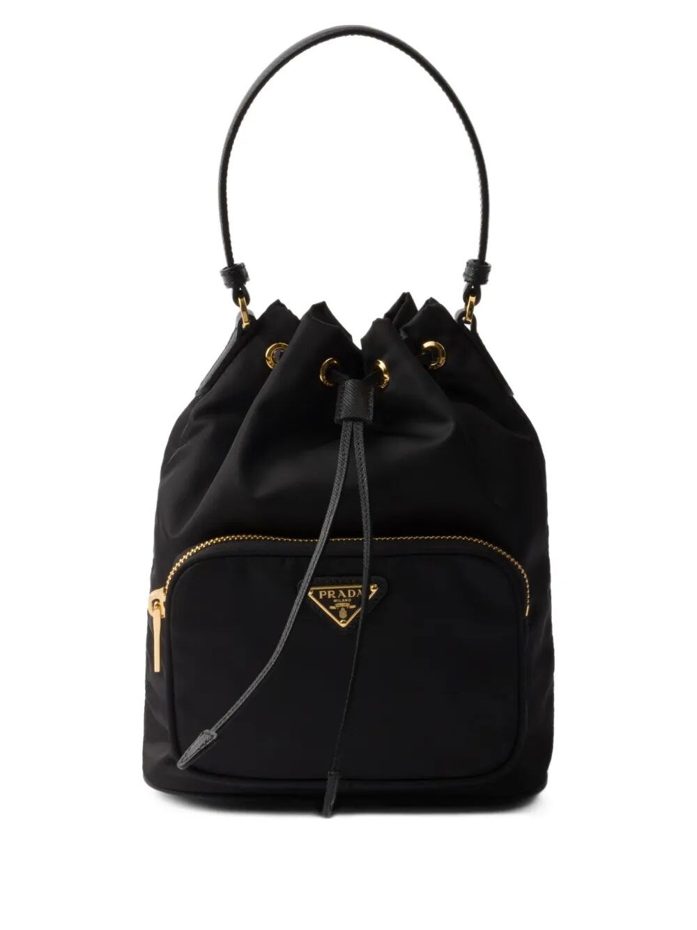 Prada Black Duet Re-nylon Brand-plaque Recycled-polyamide Bucket Bag