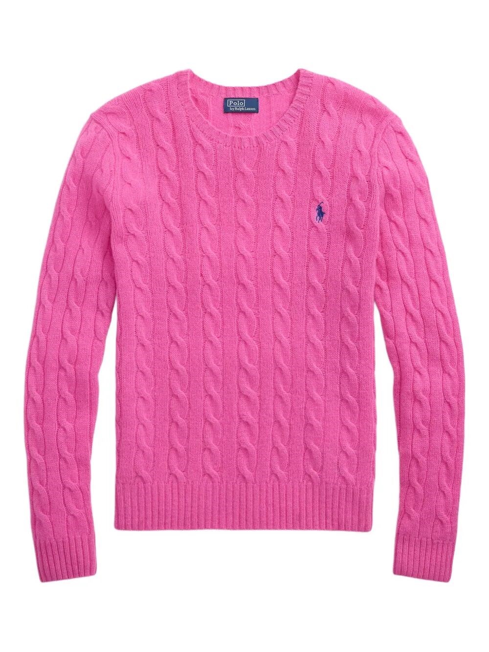 Polo Ralph Lauren Cable Knit Sweater With Round Neckline And Long Sleeves In Pink