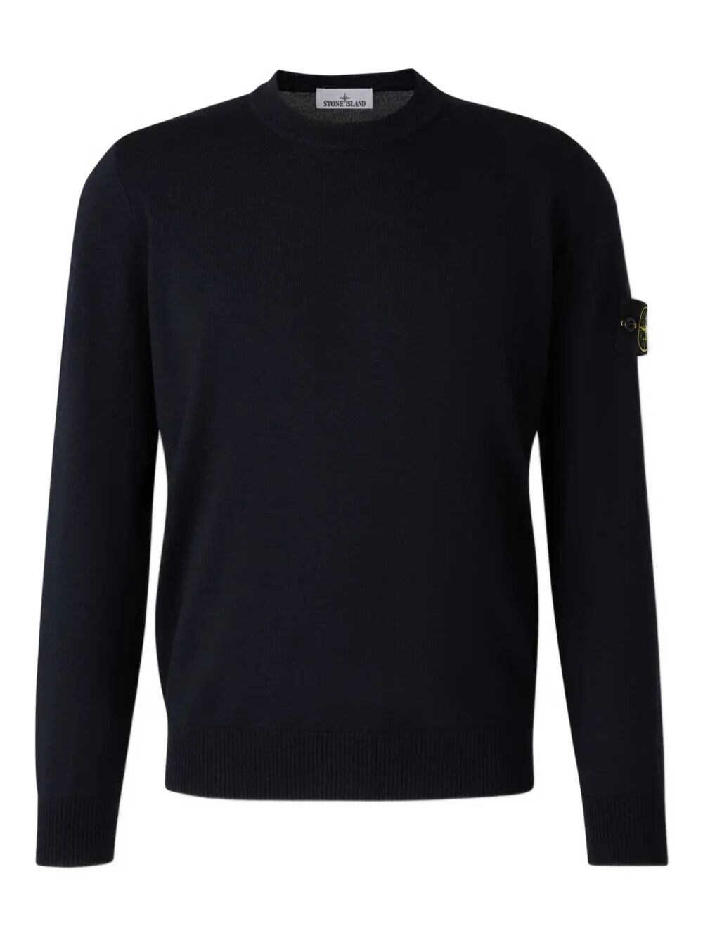 Stone Island Lightweight Wool Crew Neck Pullover In Black